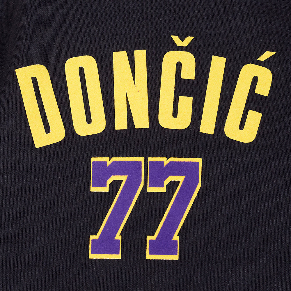 NBA LOS ANGELES LAKERS LUKA DONCIC #77 CLASSIC PNN MEN'S DOUBLE KNIT JACKET (BLACK/PURPLE) - Image 10