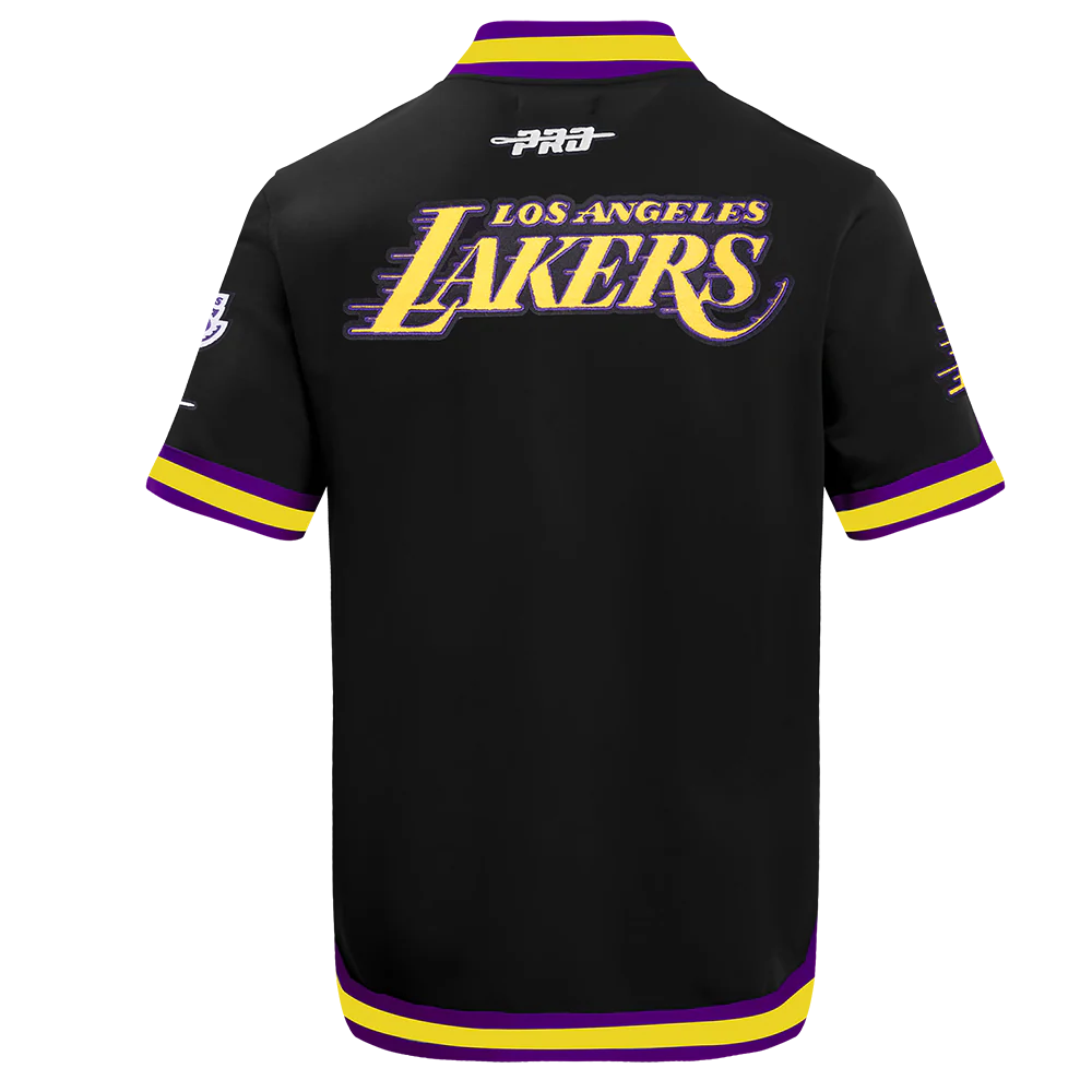 NBA LOS ANGELES LAKERS LUKA DONCIC #77 CLASSIC PNN MEN'S DOUBLE KNIT JACKET (BLACK/PURPLE) - Image 5