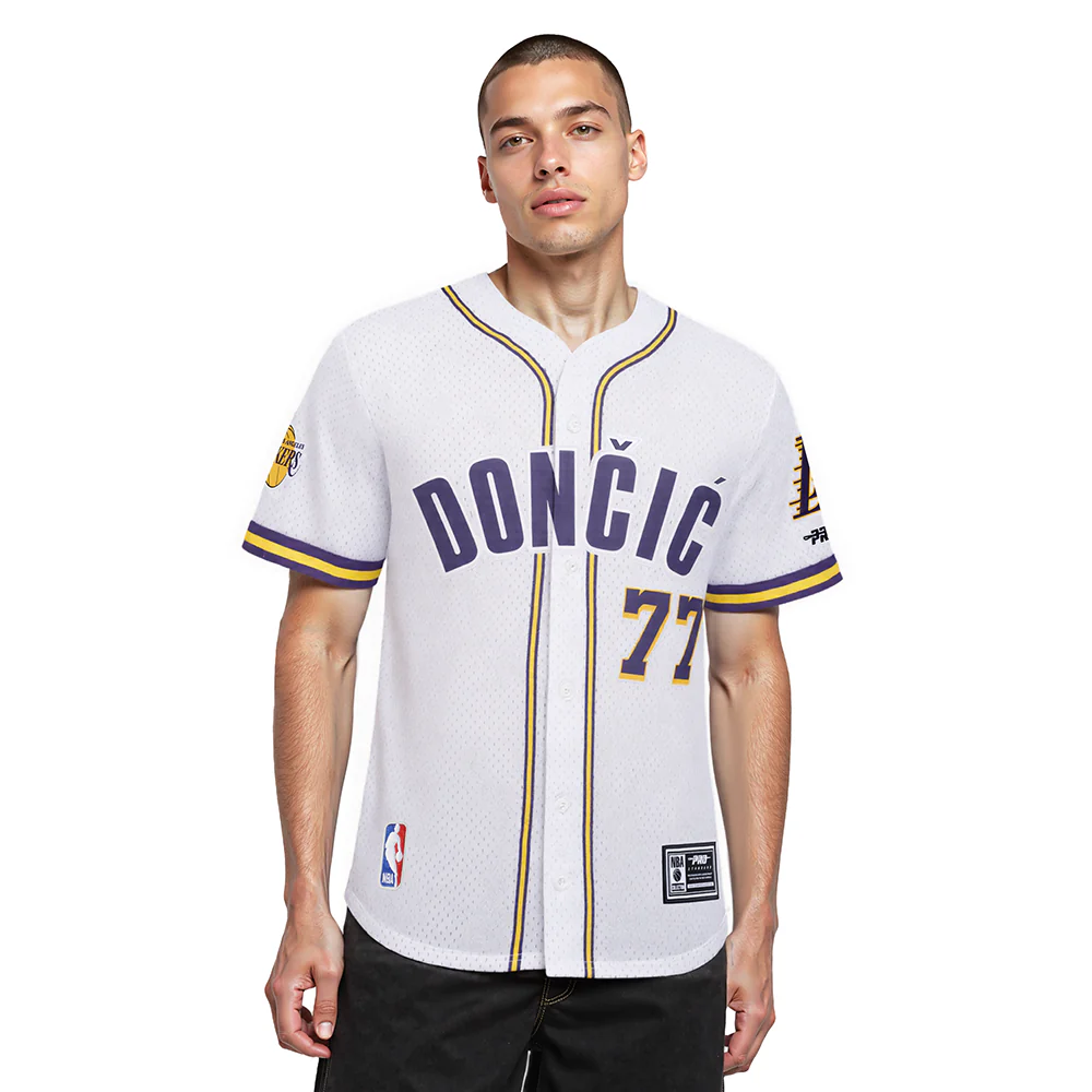 NBA LOS ANGELES LAKERS LUKA DONCIC #77 CLASSIC MESH PNN MEN'S MESH B (WHITE/PURPLE/YELLOW)