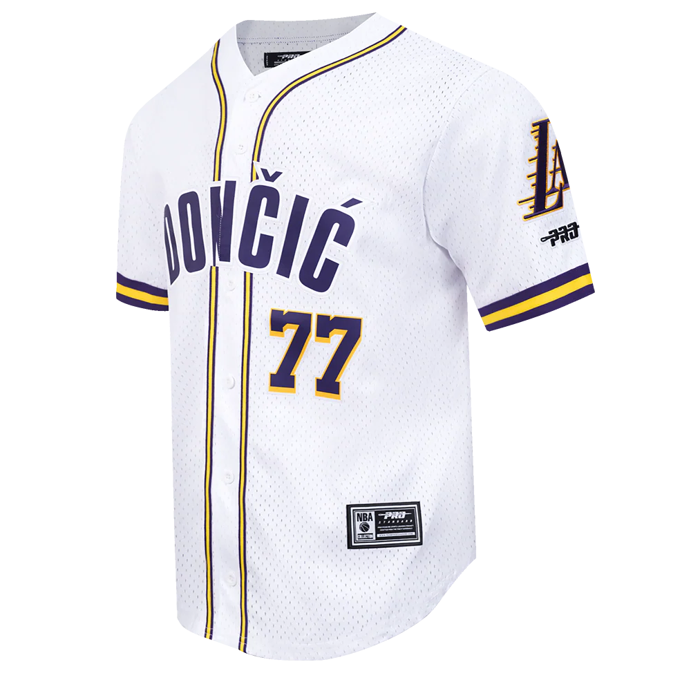 NBA LOS ANGELES LAKERS LUKA DONCIC #77 CLASSIC MESH PNN MEN'S MESH B (WHITE/PURPLE/YELLOW) - Image 3