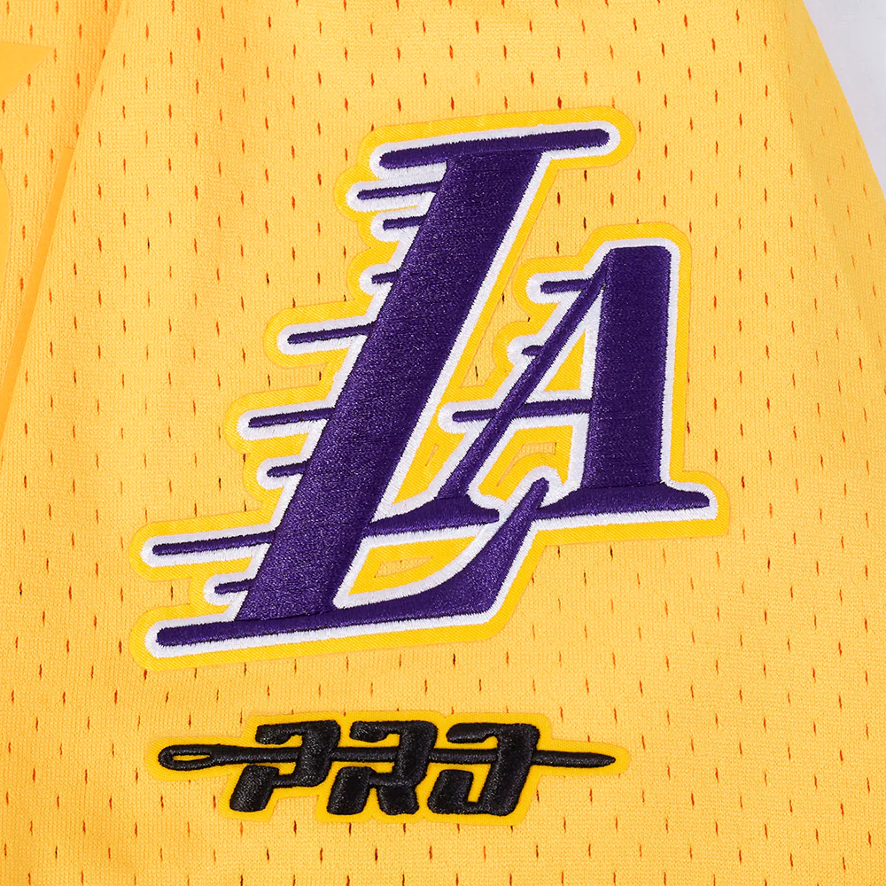 NBA LOS ANGELES LAKERS LUKA DONCIC #77 CLASSIC MESH PNN MEN'S MESH BUTTON DOWN SHIRT (YELLOW/PURPLE) - Image 10
