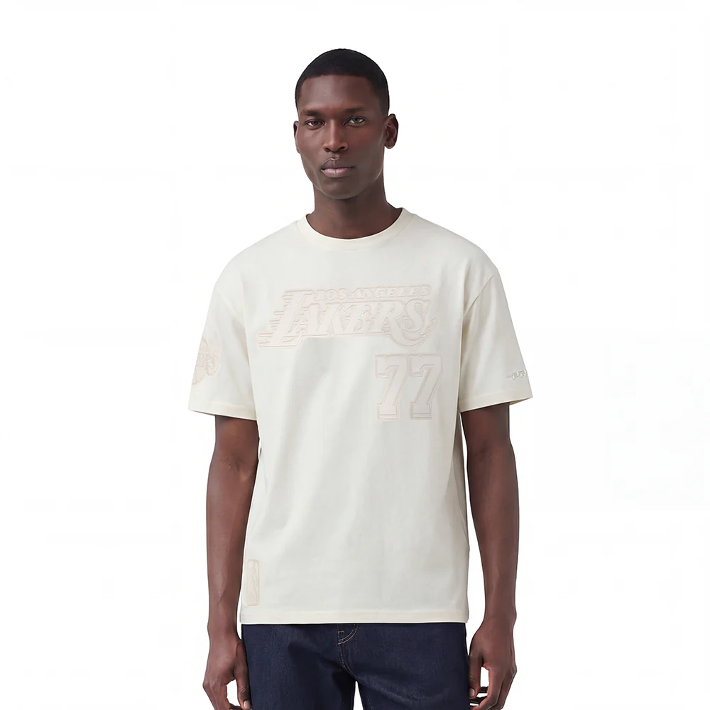 NBA LOS ANGELES LAKERS LUKA DONCIC #77 NEUTRAL PNN MEN'S CJ DROP SHOULDER TEE (EGGSHELL)