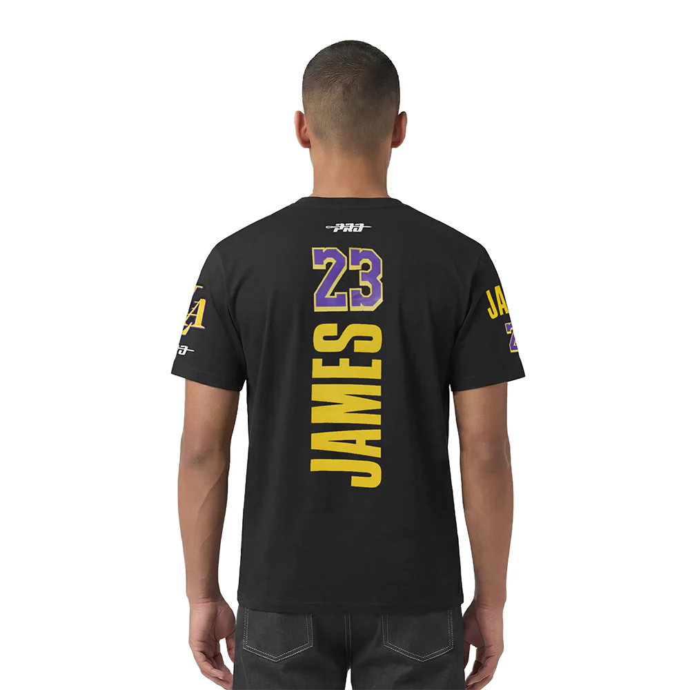 NBA LOS ANGELES LAKERS LEBRON JAMES #23 CLASSIC PNN MEN'S SJ TEE (BLACK) - Image 2