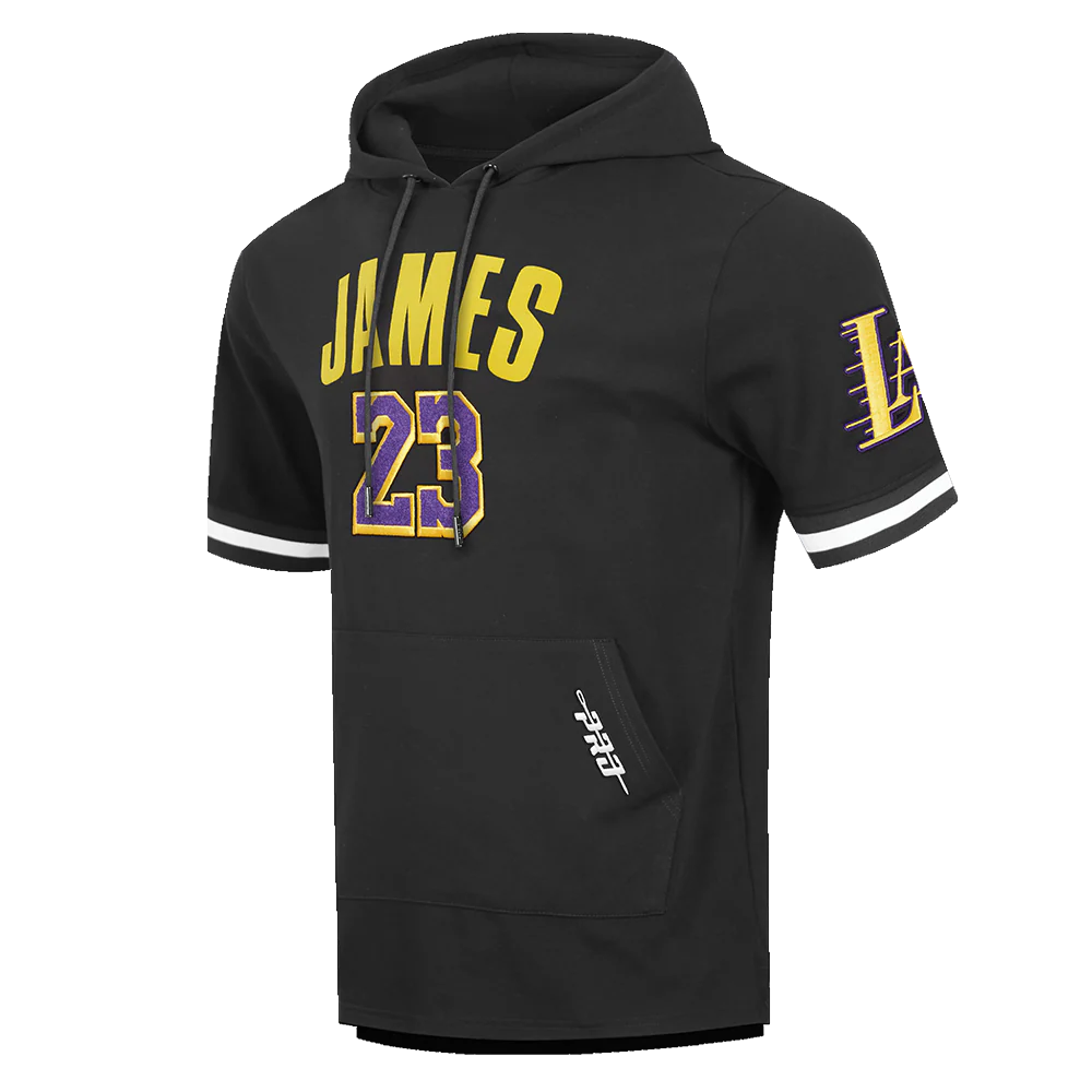 NBA LOS ANGELES LAKERS LEBRON JAMES #23 CLASSIC PNN MEN'S SS PO HOOD (BLACK) - Image 2