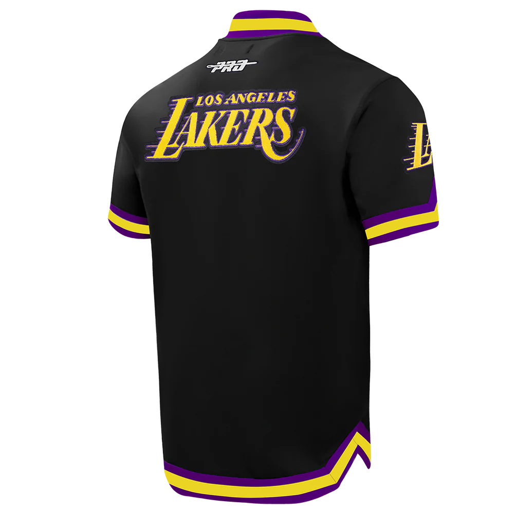 NBA LOS ANGELES LAKERS LEBRON JAMES #23 CLASSIC PNN MEN'S DOUBLE KNIT JACKET (BLACK/PURPLE) - Image 6