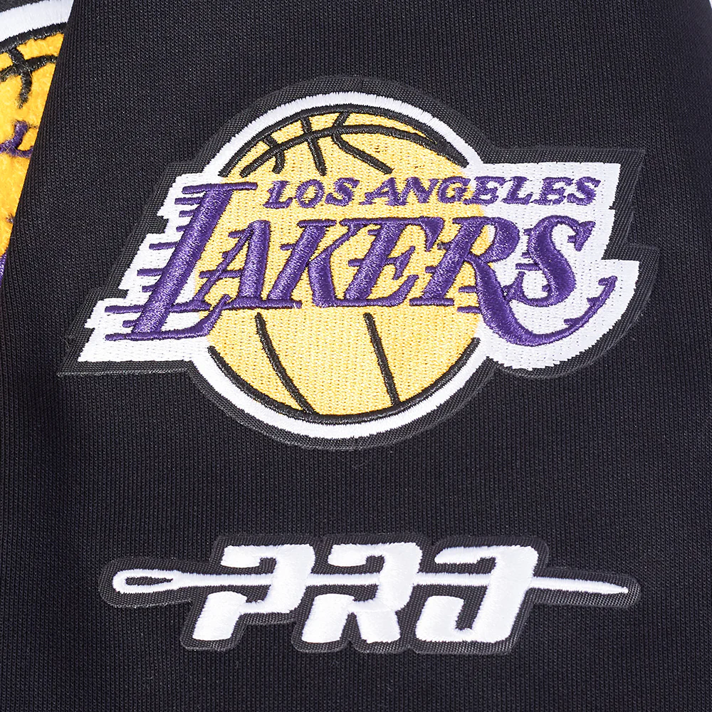 NBA LOS ANGELES LAKERS LEBRON JAMES #23 CLASSIC PNN MEN'S DOUBLE KNIT JACKET (BLACK/PURPLE) - Image 7
