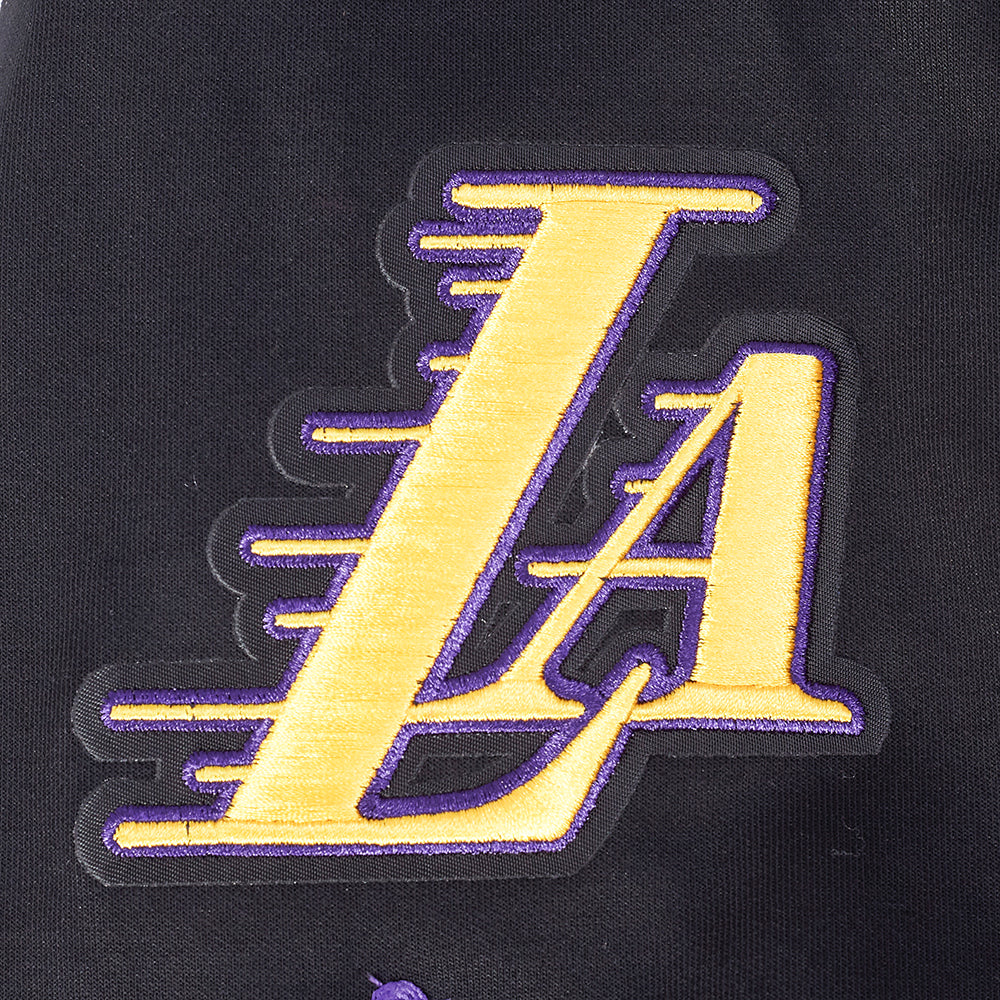 NBA LOS ANGELES LAKERS LEBRON JAMES #23 CLASSIC PNN MEN'S DOUBLE KNIT JACKET (BLACK/PURPLE) - Image 8