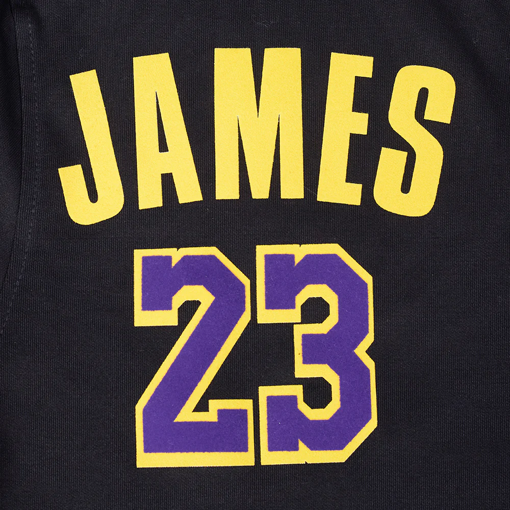 NBA LOS ANGELES LAKERS LEBRON JAMES #23 CLASSIC PNN MEN'S DOUBLE KNIT JACKET (BLACK/PURPLE) - Image 9