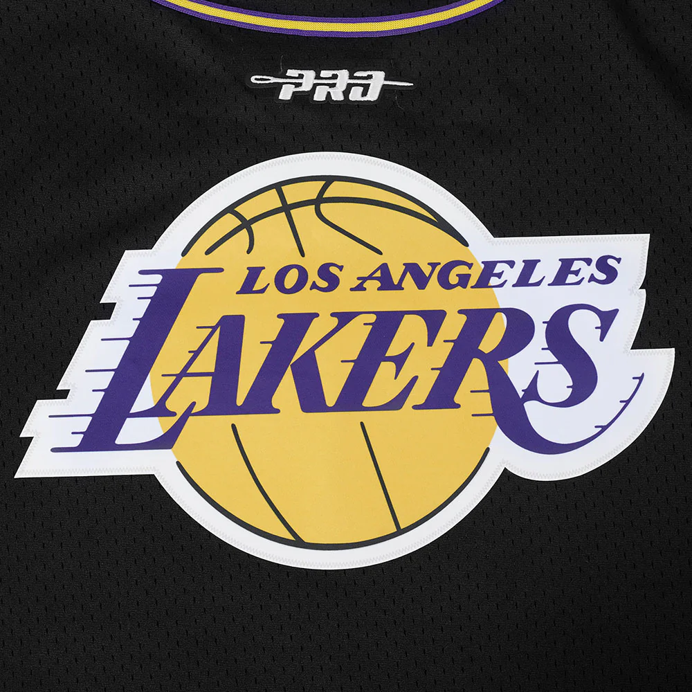 NBA LOS ANGELES LAKERS LEBRON JAMES #23 CLASSIC MESH PNN MEN'S MESH BUTTON DOWN SHIRT (BLACK/PURPLE) - Image 12