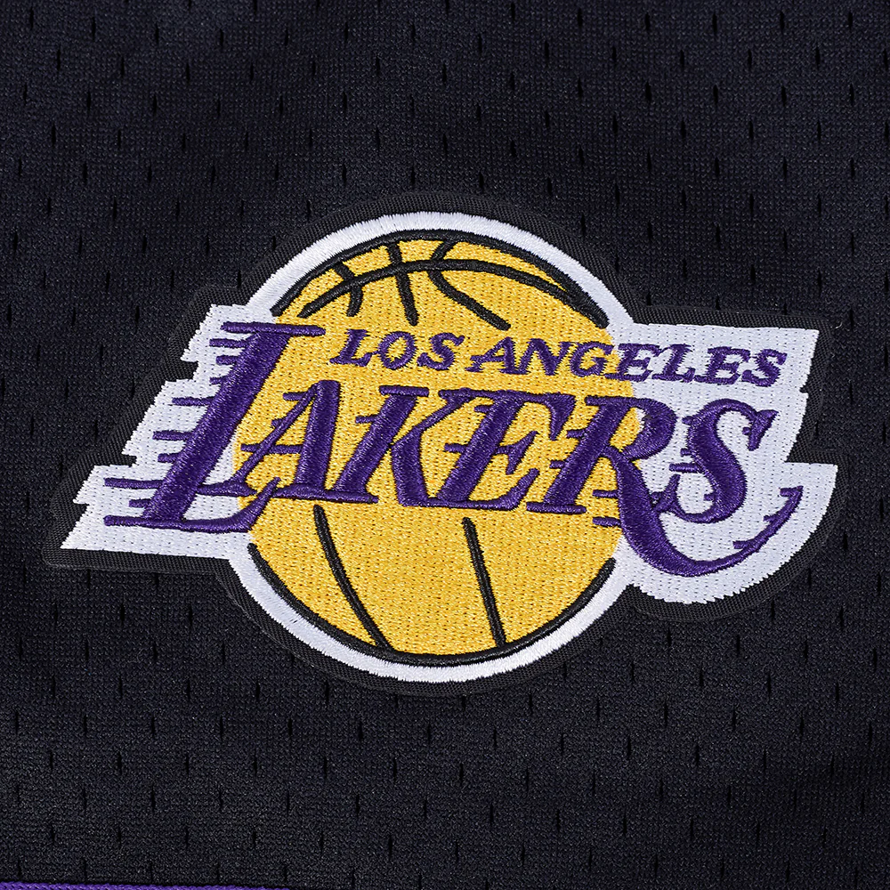 NBA LOS ANGELES LAKERS LEBRON JAMES #23 CLASSIC MESH PNN MEN'S MESH BUTTON DOWN SHIRT (BLACK/PURPLE) - Image 7