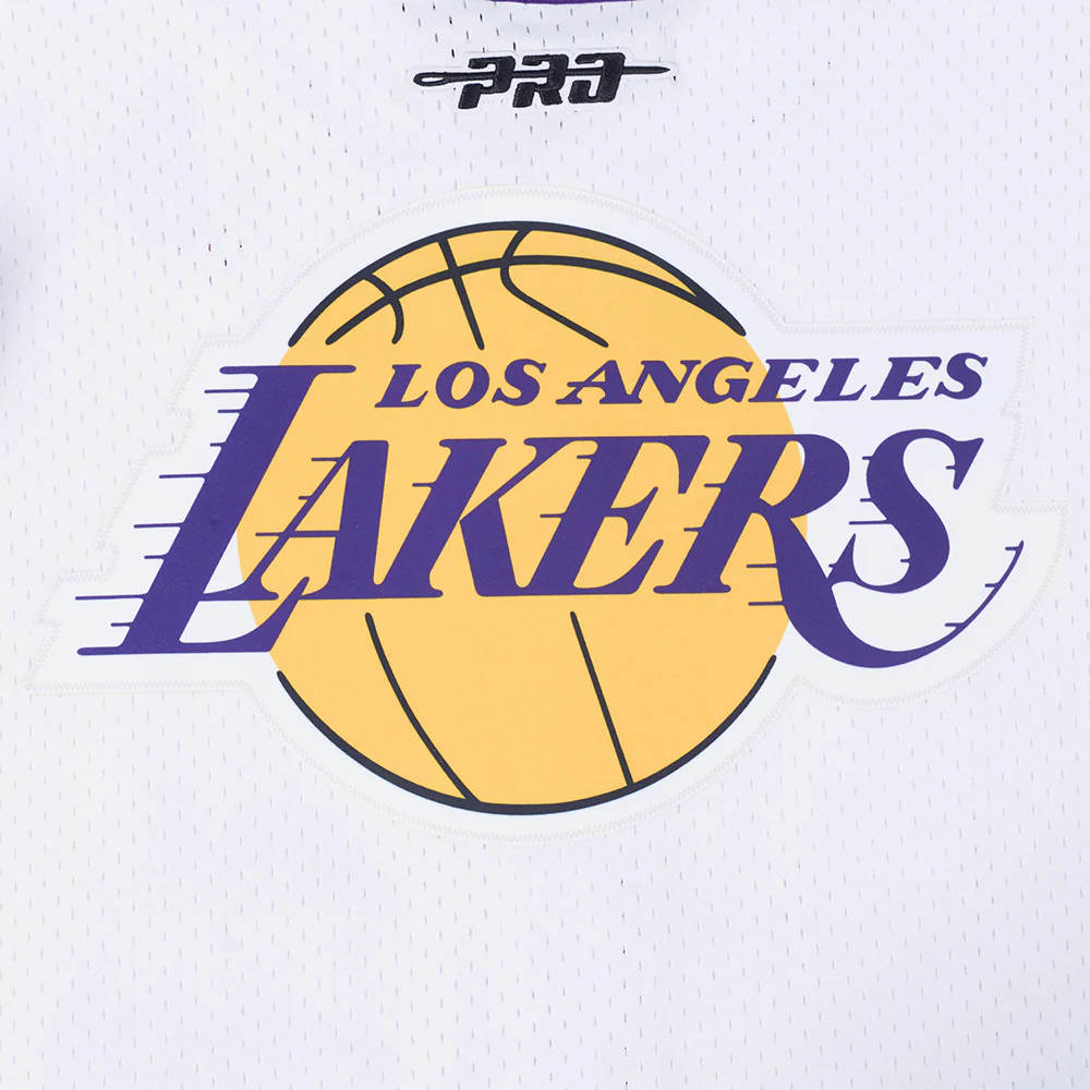NBA LOS ANGELES LAKERS LEBRON JAMES #23 CLASSIC MESH PNN MEN'S MESH BUTTON DOWN SHIRT (WHITE/PURPLE/YELLOW) - Image 10