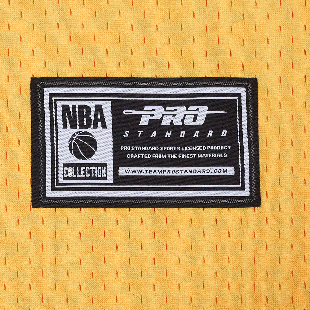 NBA LOS ANGELES LAKERS LEBRON JAMES #23 CLASSIC MESH PNN MEN'S MESH BUTTON DOWN SHIRT (YELLOW/PURPLE) - Image 9