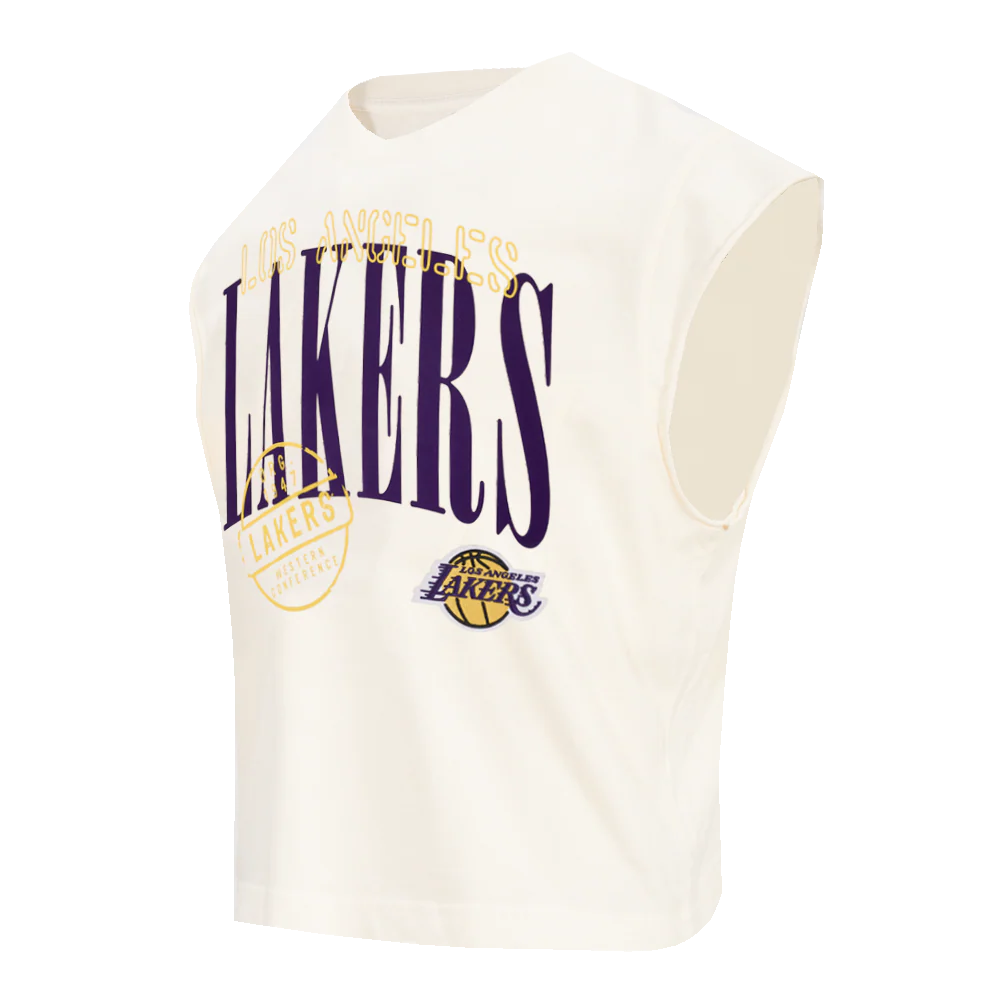 NBA LOS ANGELES LAKERS STAMPED MEN'S S/S TEE (EGGSHELL) - Image 4