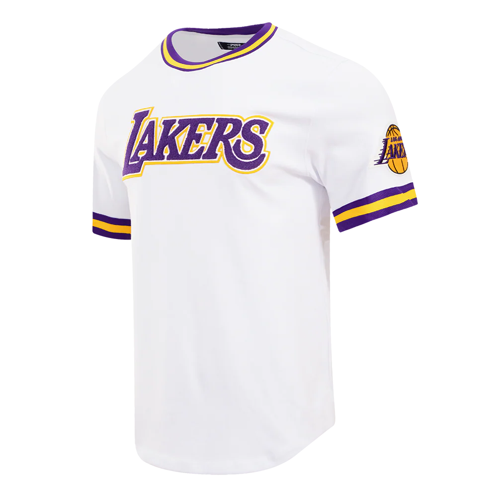 NBA LOS ANGELES LAKERS CLASSIC CHENILLE MEN'S TEE (WHITE) - Image 4