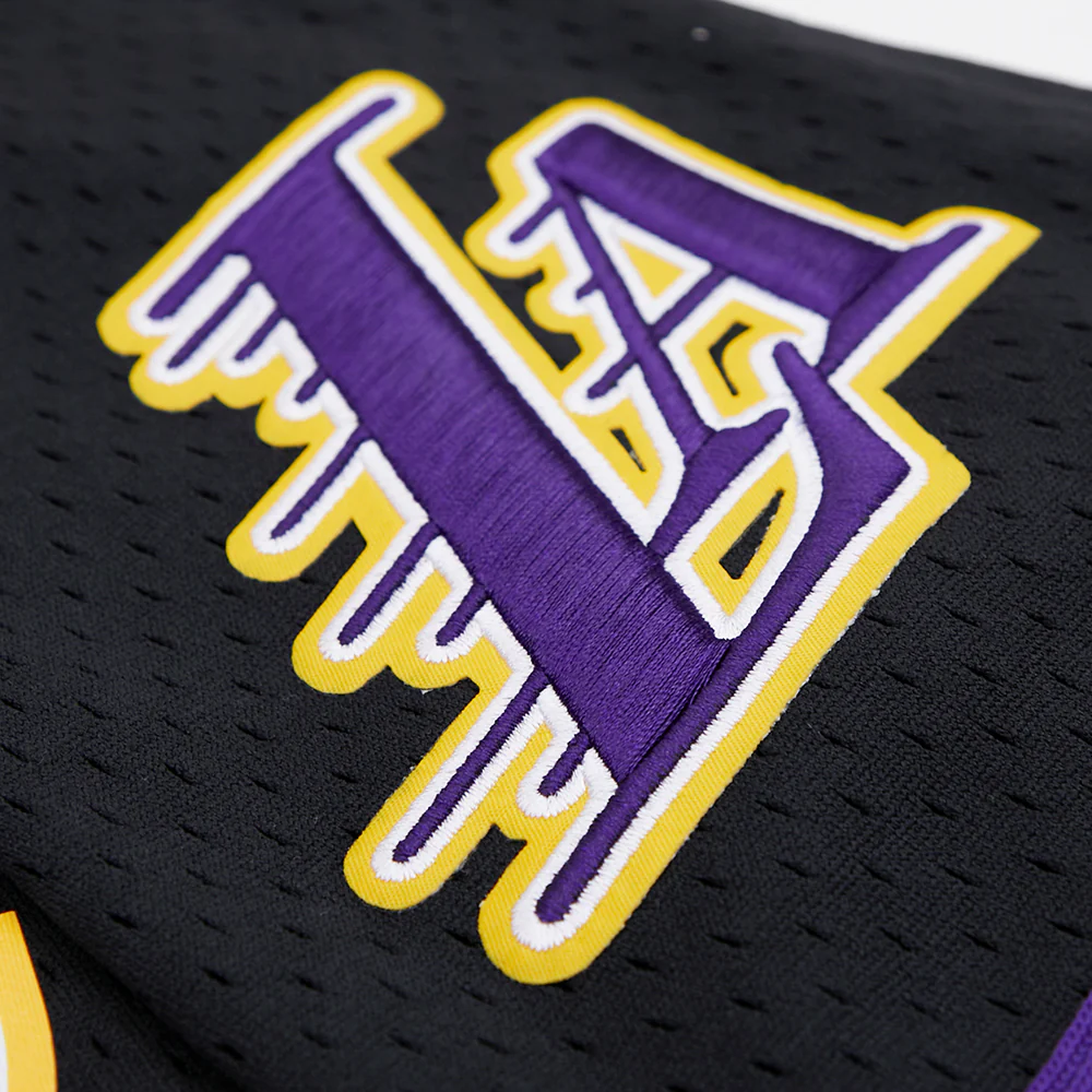 NBA LOS ANGELES LAKERS LOGO MEN'S MESH BUTTON DOWN JERSEY (BLACK) - Image 8