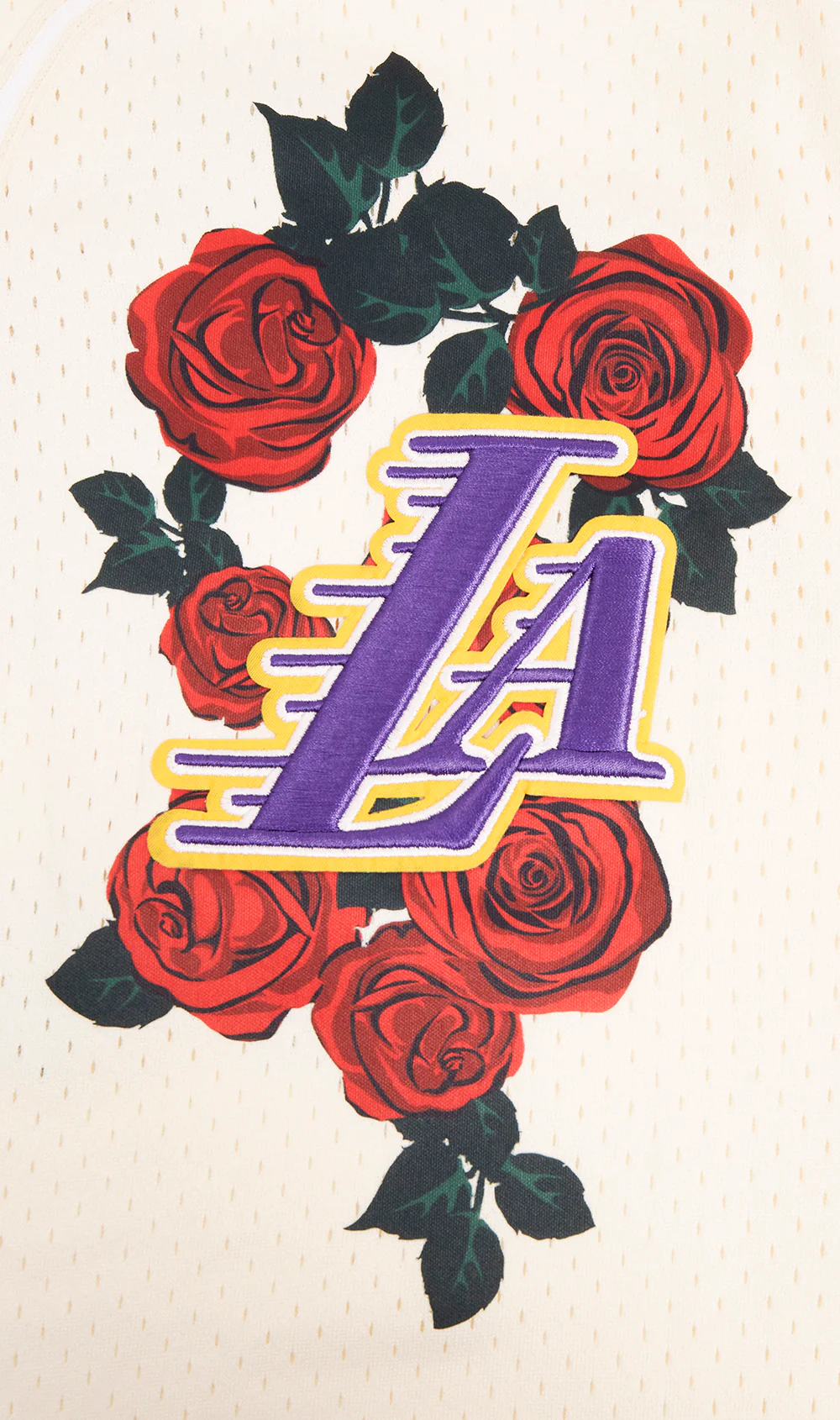 NBA LOS ANGELES LAKERS ROSES MESH BUTTON DOWN SHIRT (EGGSHELL) - Image 5