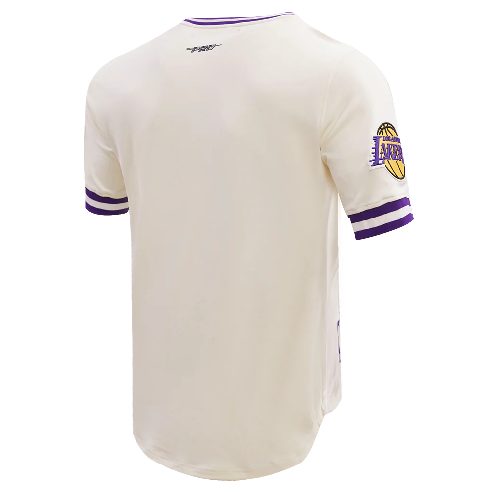 NBA LOS ANGELES LAKERS RETRO CLASSIC MEN'S TEE (EGGSHELL/PURPLE) - Image 3