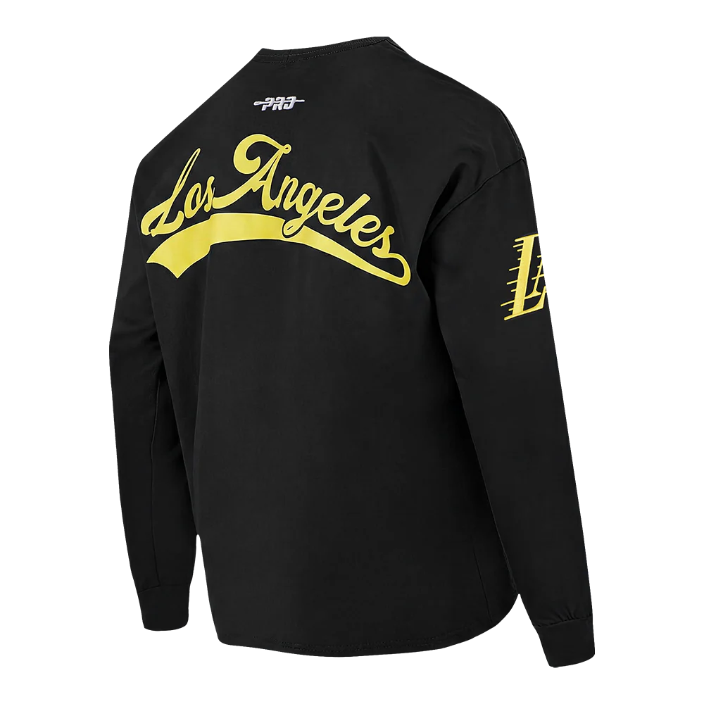 NBA LOS ANGELES LAKERS LIVING LARGE MEN'S DROP SHOULDER LS TEE (BLACK) - Image 4