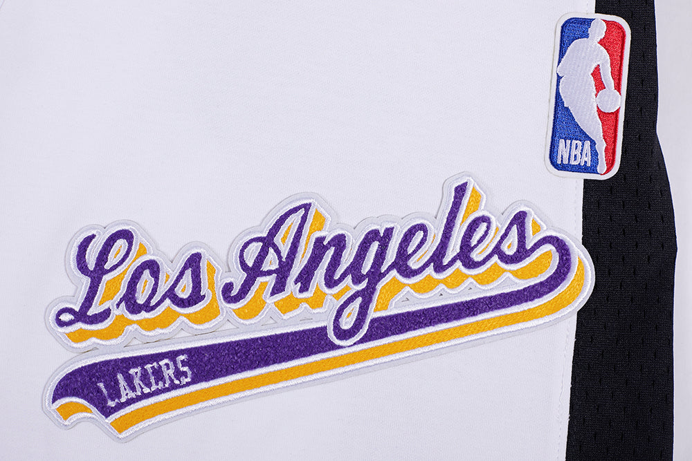 NBA LOS ANGELES LAKERS SCRIPT TAIL MEN'S DOUBLE KNIT 2.0 SHORT (WHITE/BLACK) - Image 6