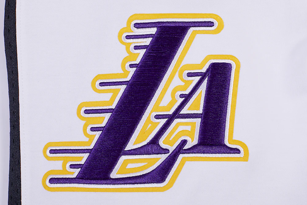 NBA LOS ANGELES LAKERS SCRIPT TAIL MEN'S DOUBLE KNIT 2.0 SHORT (WHITE/BLACK) - Image 7