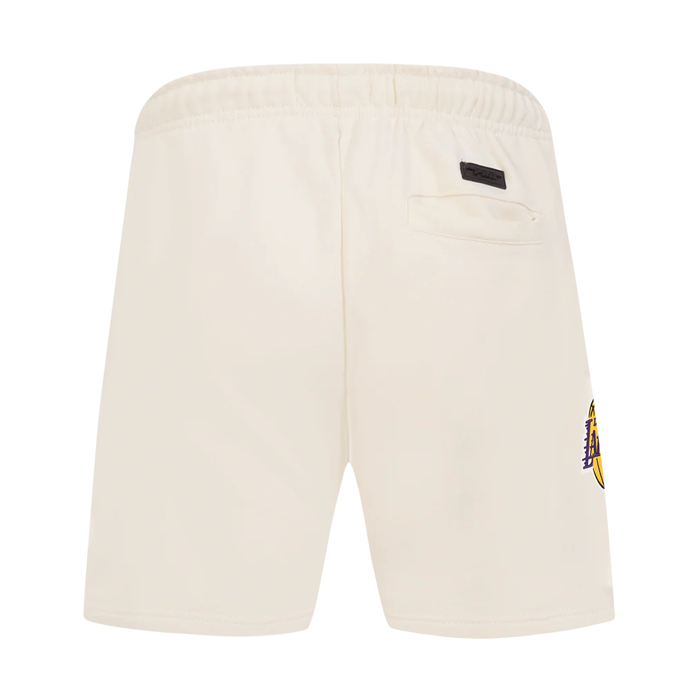NBA LOS ANGELES LAKERS ECHO LOGO MEN'S FLEECE SHORT (EGGSHELL) - Image 4