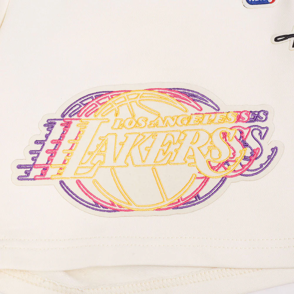 NBA LOS ANGELES LAKERS ECHO LOGO MEN'S FLEECE SHORT (EGGSHELL) - Image 5