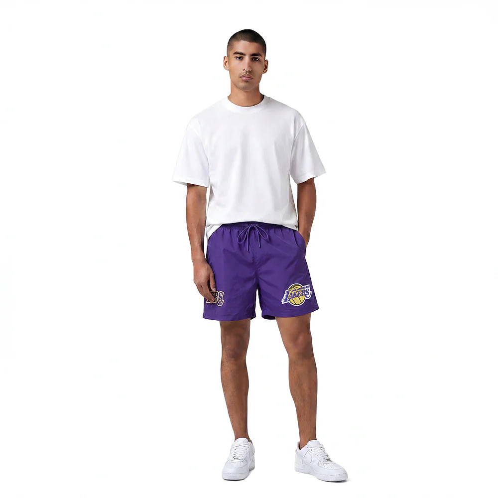 NBA LOS ANGELES LAKERS CLASSIC MEN'S WOVEN SHORT (PURPLE) - Image 3