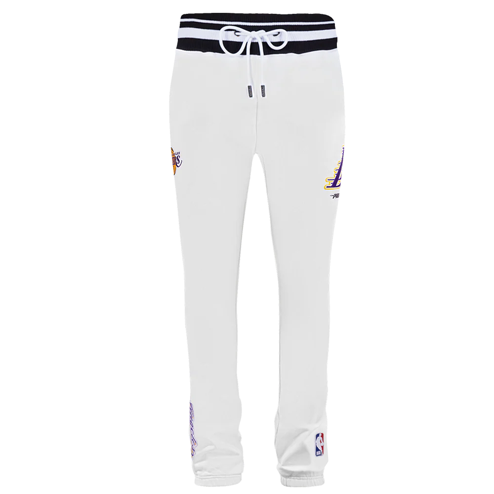 NBA LOS ANGELES LAKERS SCRIPT TAIL MEN'S RIB FLEECE SWEATPANT (WHITE/BLACK) - Image 2