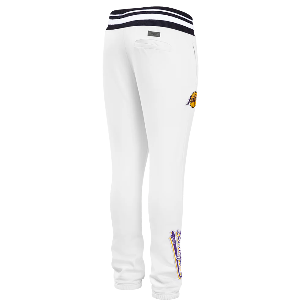 NBA LOS ANGELES LAKERS SCRIPT TAIL MEN'S RIB FLEECE SWEATPANT (WHITE/BLACK) - Image 4