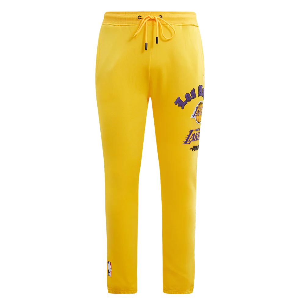 NBA LOS ANGELES LAKERS OLD ENGLISH MEN'S SWEATPANT (YELLOW) - Image 2