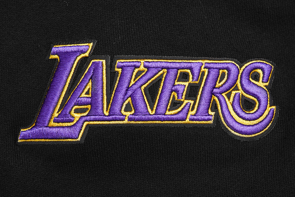 NBA LOS ANGELES LAKERS SCRIPT TAIL MEN'S RIB FLEECE PULLOVER HOODIE (BLACK/PURPLE) - Image 7