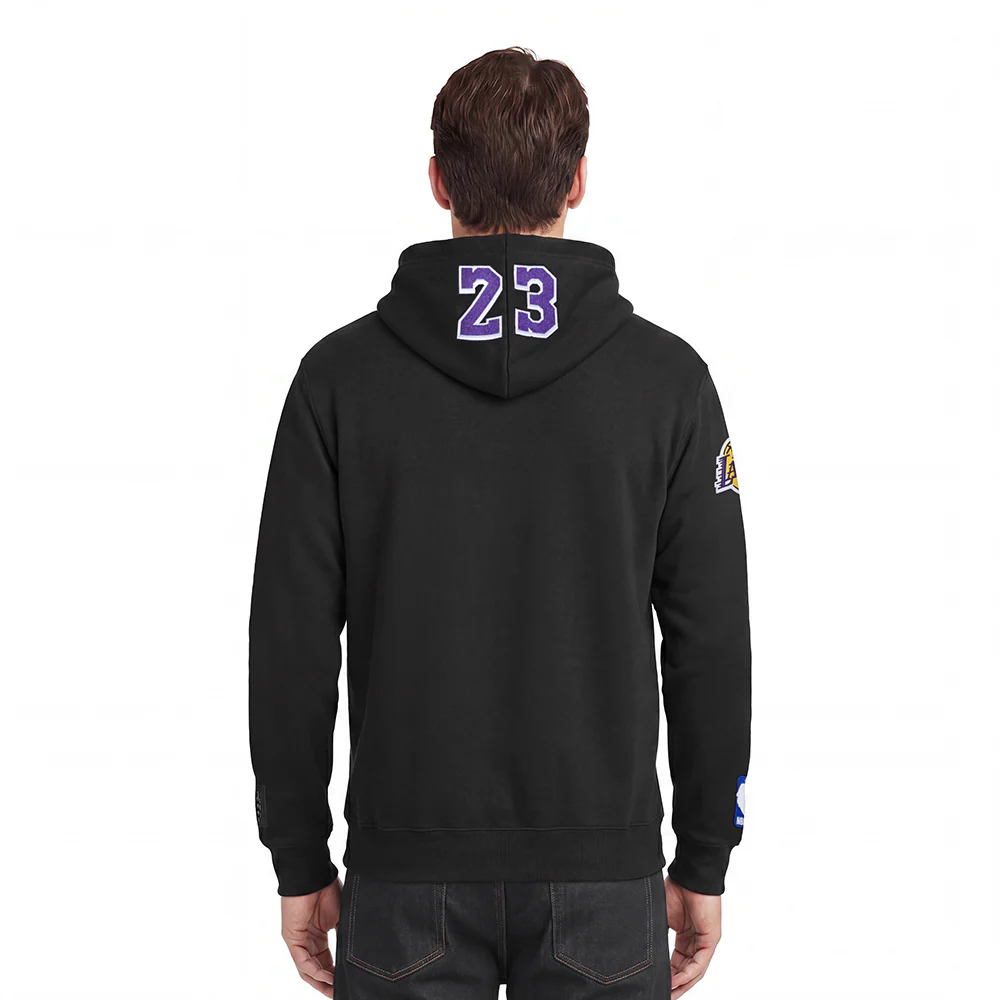 NBA LOS ANGELES LAKERS LEBRON JAMES #23 SKYHOOK MEN'S FLC PO HOODIE  (BLACK) - Image 2