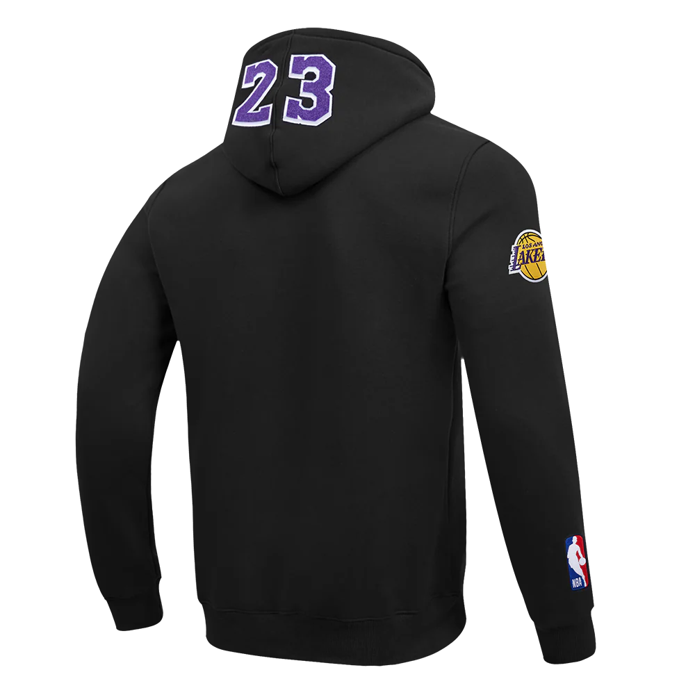 NBA LOS ANGELES LAKERS LEBRON JAMES #23 SKYHOOK MEN'S FLC PO HOODIE  (BLACK) - Image 6
