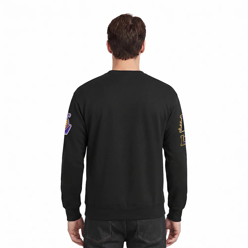 NBA LOS ANGELES LAKERS OLD ENGLISH MEN'S CREWNECK (BLACK) - Image 2