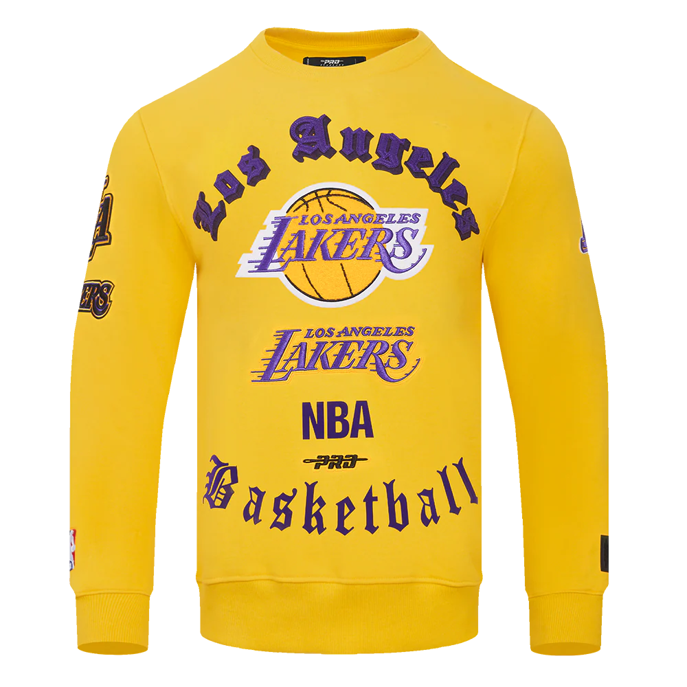 NBA LOS ANGELES LAKERS OLD ENGLISH MEN'S CREWNECK (YELLOW)