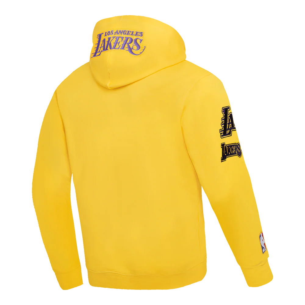 NBA LOS ANGELES LAKERS OLD ENGLISH MEN'S PULLOVER HOODIE (YELLOW) - Image 3