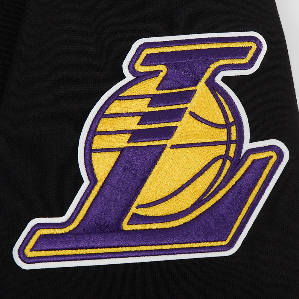 NBA LOS ANGELES LAKERS TEAM PENNANTS MEN'S RIB FLEECE PULLOVER HOODIE (BLACK/PURPLE) - Image 7