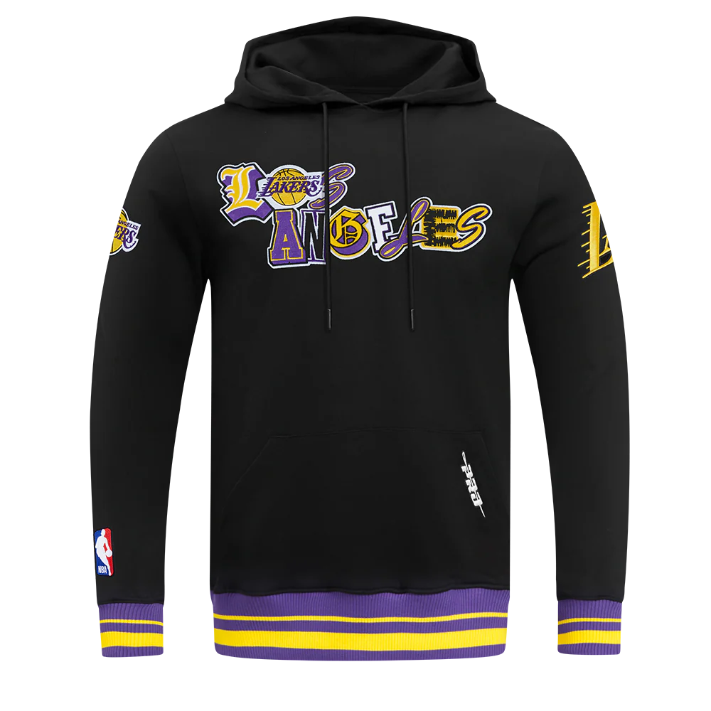 NBA LOS ANGELES LAKERS CITY RANSOM MEN'S RIB FLC PO HOODIE (BLACK/PURPLE)