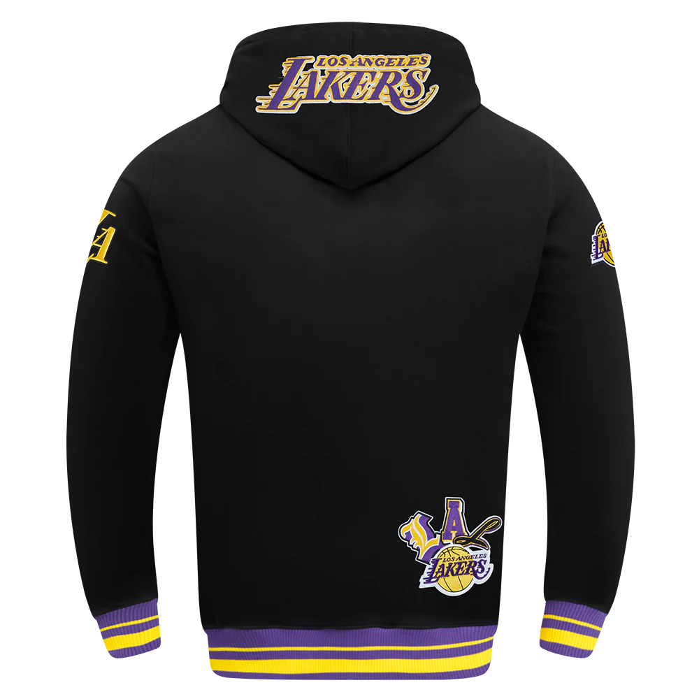 NBA LOS ANGELES LAKERS CITY RANSOM MEN'S RIB FLC PO HOODIE (BLACK/PURPLE) - Image 3