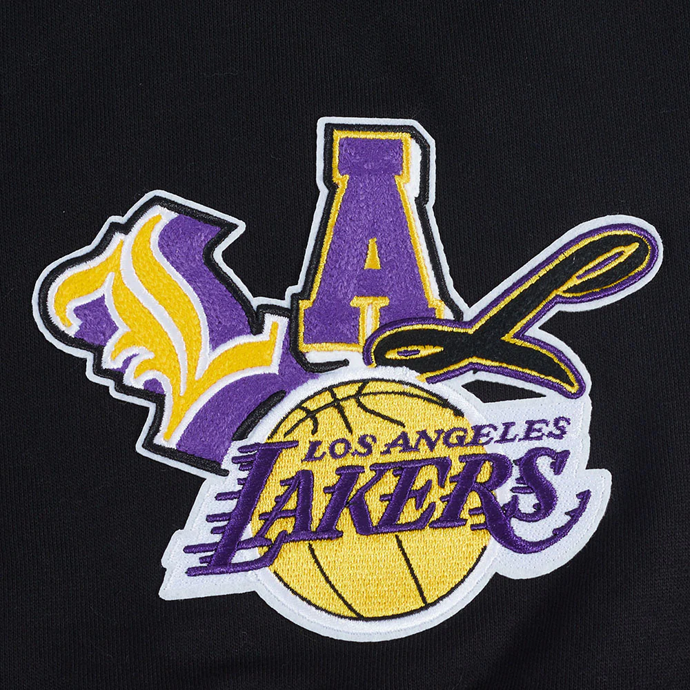 NBA LOS ANGELES LAKERS CITY RANSOM MEN'S RIB FLC PO HOODIE (BLACK/PURPLE) - Image 5