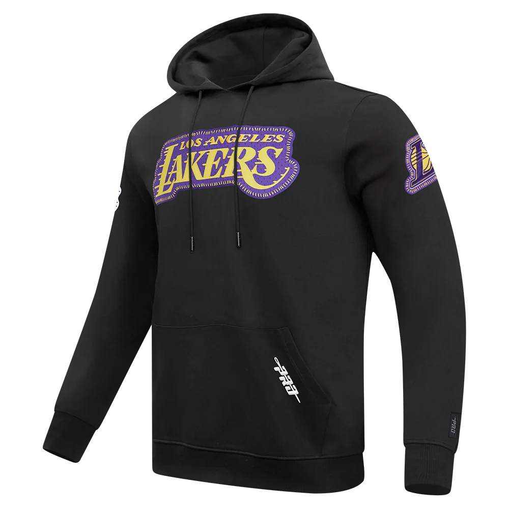 NBA LOS ANGELES LAKERS DIY PICK STITCH MEN'S DOUBLE KNIT PULLOVER HOODIE (BLACK) - Image 2