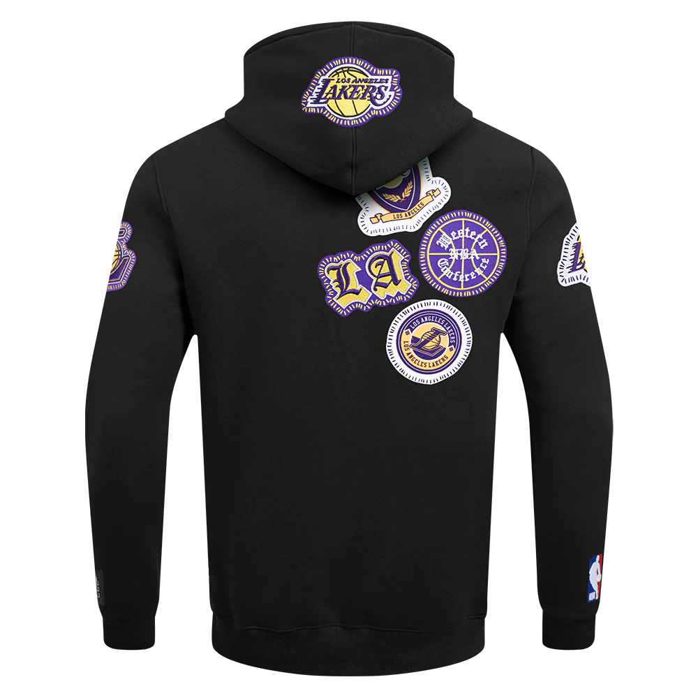 NBA LOS ANGELES LAKERS DIY PICK STITCH MEN'S DOUBLE KNIT PULLOVER HOODIE (BLACK) - Image 3