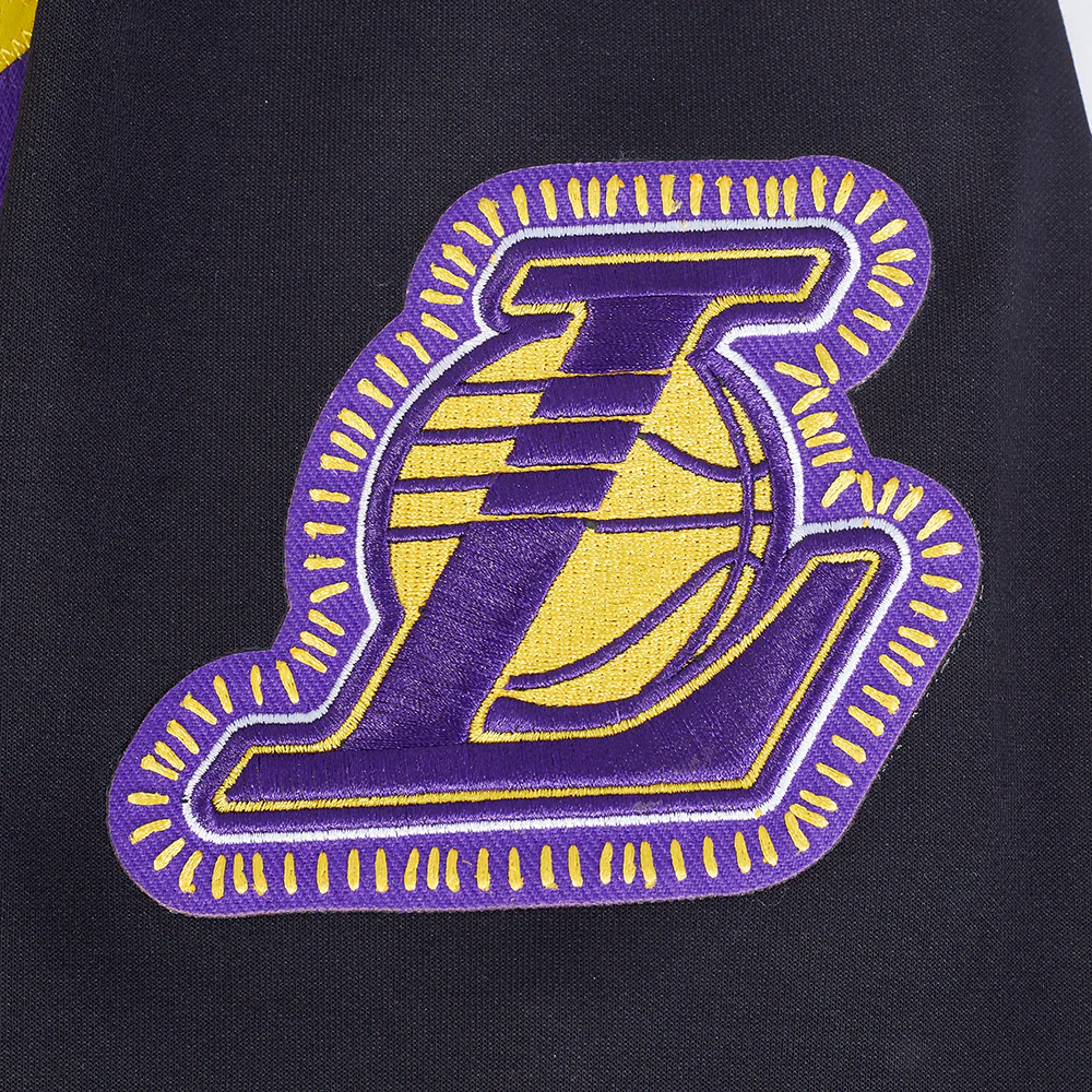 NBA LOS ANGELES LAKERS DIY PICK STITCH MEN'S DOUBLE KNIT PULLOVER HOODIE (BLACK) - Image 9