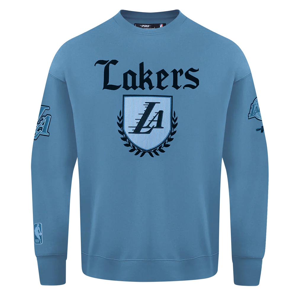 NBA LOS ANGELES LAKERS COUNTRY CLUB MEN'S DROP SHOULDER FLEECE CREWNECK (STEEL BLUE)