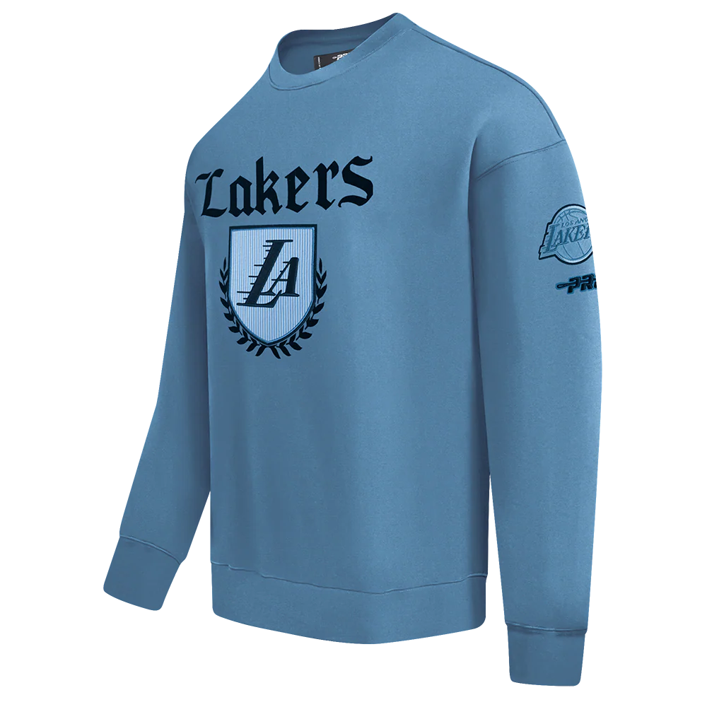NBA LOS ANGELES LAKERS COUNTRY CLUB MEN'S DROP SHOULDER FLEECE CREWNECK (STEEL BLUE) - Image 2