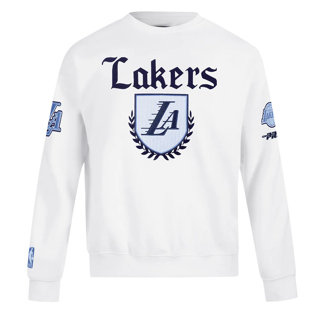 NBA LOS ANGELES LAKERS COUNTRY CLUB MEN'S DROP SHOULDER FLEECE CREWNECK (WHITE)