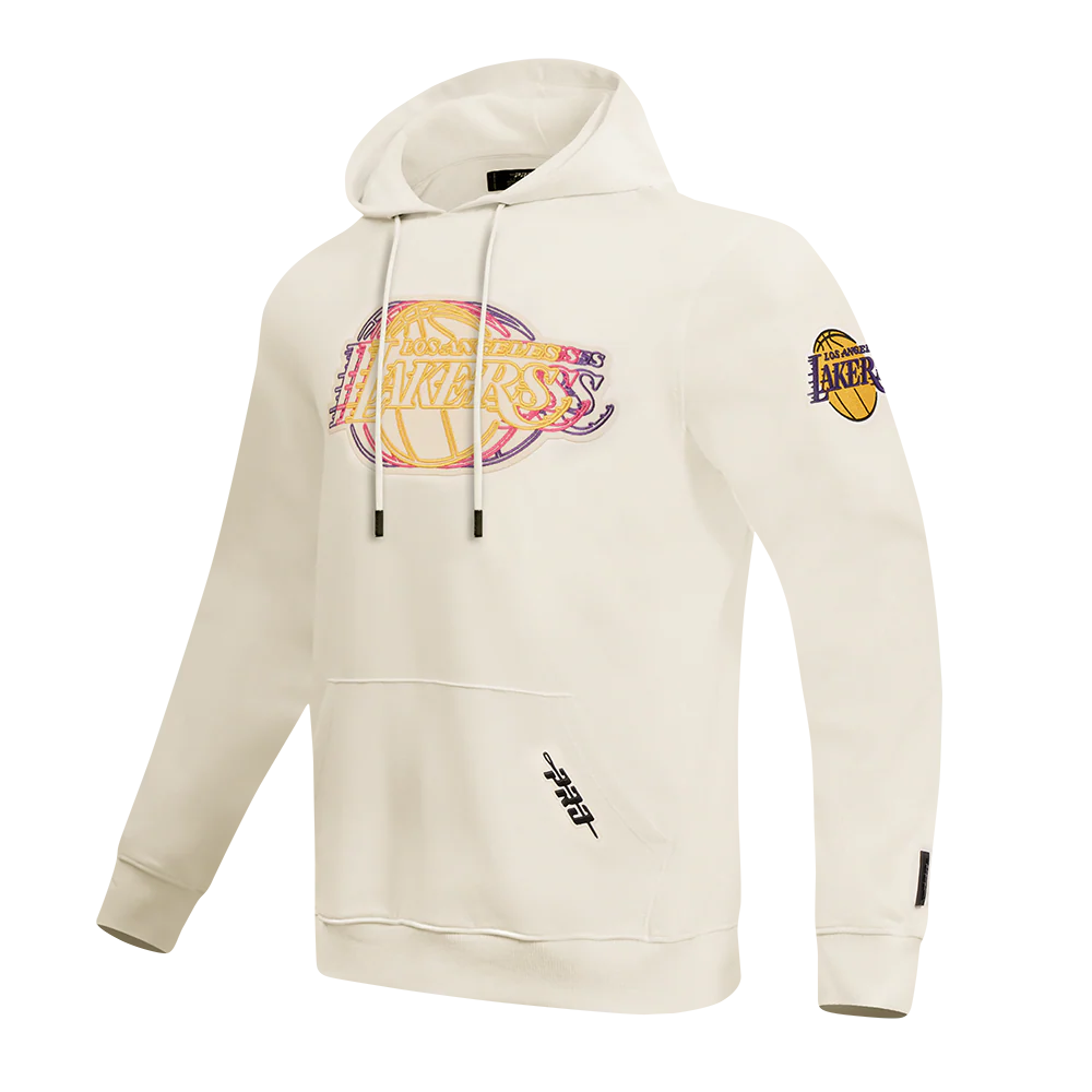 NBA LOS ANGELES LAKERS ECHO LOGO MEN'S FLEECE PULLOVER HOODIE (EGGSHELL) - Image 2