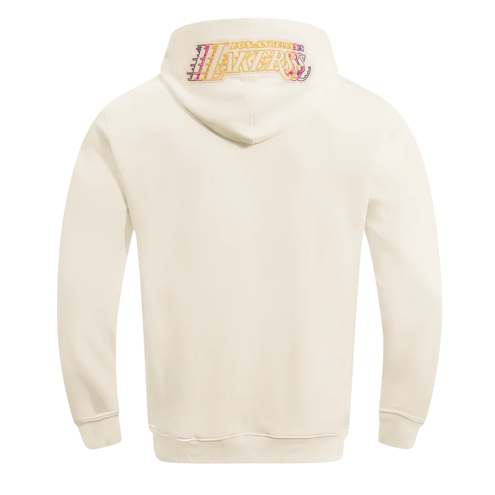 NBA LOS ANGELES LAKERS ECHO LOGO MEN'S FLEECE PULLOVER HOODIE (EGGSHELL) - Image 3