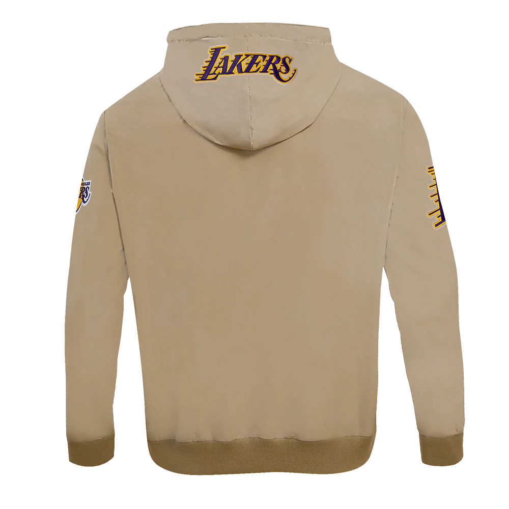 NBA LOS ANGELES LAKERS CLASSIC WIND SUIT MEN'S WOVEN FULL ZIP PULLOVER HOODIE (KHAKI) - Image 3