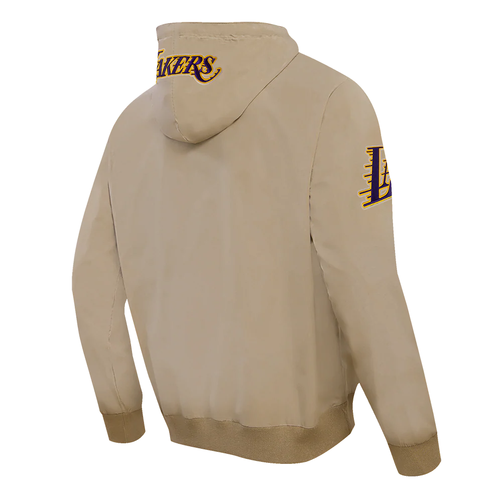 NBA LOS ANGELES LAKERS CLASSIC WIND SUIT MEN'S WOVEN FULL ZIP PULLOVER HOODIE (KHAKI) - Image 4